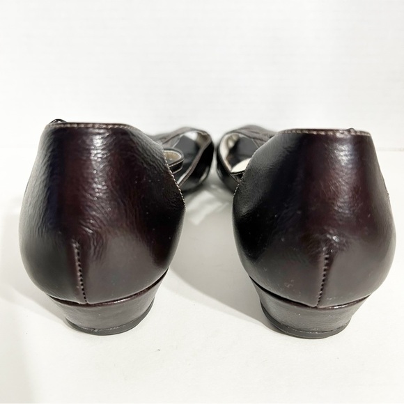 Clarks Artisan Collection Leather Strappy T-Strap Open Toe Sandals Back Heel 🟤 - Picture 7 of 13